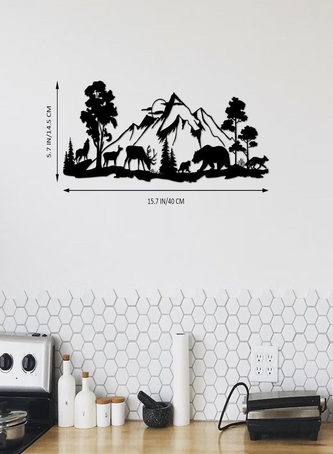 ESTART Mountain Forest Metal Wall Decor Deer Bear Metal Wall Art Woodland Rustic Animal Hunting Decor for Living Room Bedroom Bathroom Cabin Wall Decoration, 15.7 x 5.7 Inch - Image 5